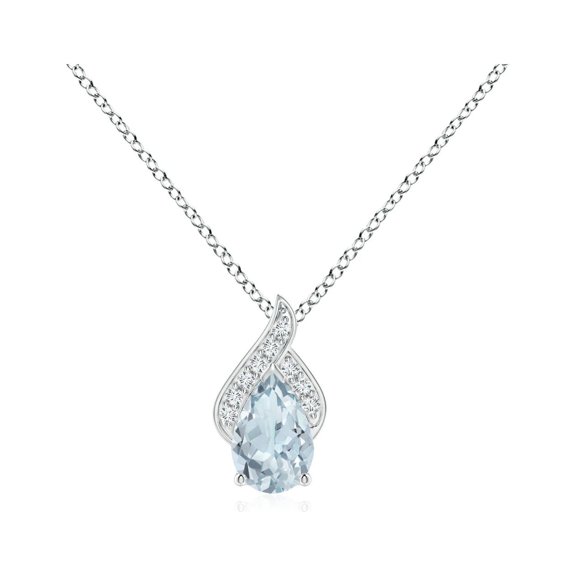 ANGARA Natural Solitaire Pear-Shaped Aquamarine Flame Pendant in 14K White Gold for Women (Size-6x4mm) | March Birthstone, Birthday, Anniversary, Jewelry Gift for Women | Natural Aquamarine Necklace