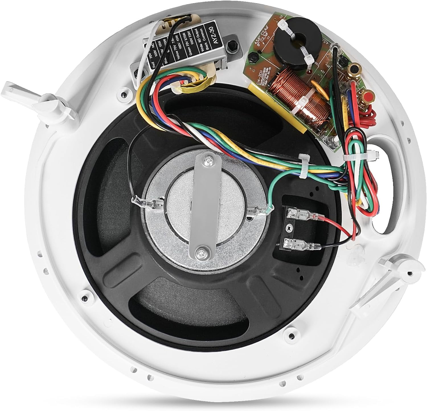 Sound Town Commercial Restaurant Bluetooth Amplifier + in-Ceiling Speaker Set, with One 6-Zone 70V/100V Amplifier with Bluetooth, 12 x Two-Way 8-Inch in-Ceiling Speakers, White (PAC180X12CS8N)