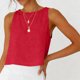 thumbnail image 4 of Camisetas de Verano de Mujer Casual Linen sin Mangas de Cuello Redondo Botón para las Mujeres, 4 of 8