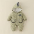thumbnail image 4 of Fesfesfes Baby Boys Girls Winter Warm Thick Hooded Romper Jumpsuit Zipper Long Sleeve 1 Piece Padded Toddler Snowsuit Outfit 0 to 24 Months(Green,6-9 Months), 4 of 9