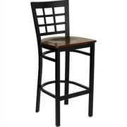 Flash Furniture 28.5 in. Hercules Window Back Wood Seat Restaurant Bar Stool - Black
