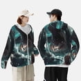 thumbnail image 5 of Logiee Wave Ocean Animal Shark Print Men's Women Light Jacket Full Zip Sun Protection Hoodie Long Sleeve Sun Shirts for Men Hiking Fishing Zip Pockets-Medium, 5 of 8
