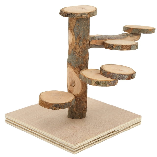 Juguete De Plataforma De Hámster De Madera, Escalera De Soporte De Patio De Juegos De Hámster Natural De Presión De Liberación Para Mascotas Pequeñas EOTVIA Hamster Platform Toy
