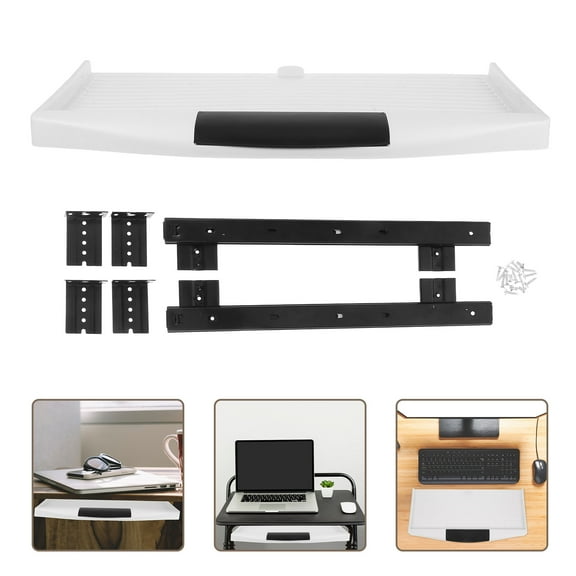 FRCOLOR Under Desk Keyboard Tray Ergonomic Keyboard Shelf for Office Desk Computer Desk Accessories Plastic Sliding Keyboard Holder for Home and Office