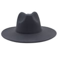 thumbnail image 1 of Sombrero de fieltro de cachemira de color liso con ala grande para otoño e invierno, sombrero de jazz, sombrero francés, 1 of 6