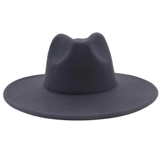 Sombrero de fieltro de cachemira de color liso con ala grande para otoño e invierno, sombrero de jazz, sombrero francés