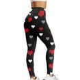 thumbnail image 3 of Workout Leggings For Women Valentine Heart Print Elastic Velvet Yoga Trousers Cozy Soft Casual Tights Tummy Control Activities Pants Black L, 3 of 4