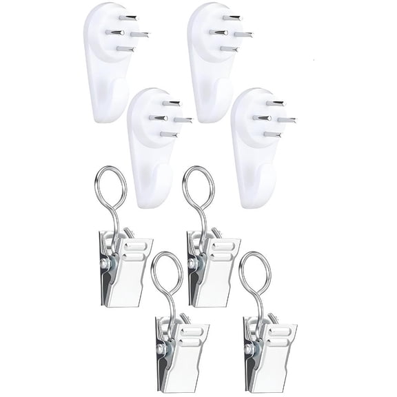 HannLk 24 Pieces Metal Plastic Wall Mount Hooks Tapestry Hangers For Rugs Curtains