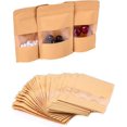 thumbnail image 1 of Bolsa de papel reutilizable con cremallera, bolsa de especias para almacenamiento de alimentos, frutas secas, granos de café, té (marrón), 100 Uds. JM, 1 of 5