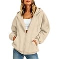 thumbnail image 2 of Jovrlynd Zip Up Hoodie Women Oversized Long Sleeve Drawstring Pockets Hooded Sweatshirts Winter Casual Jackets, S-2XL, 2 of 8