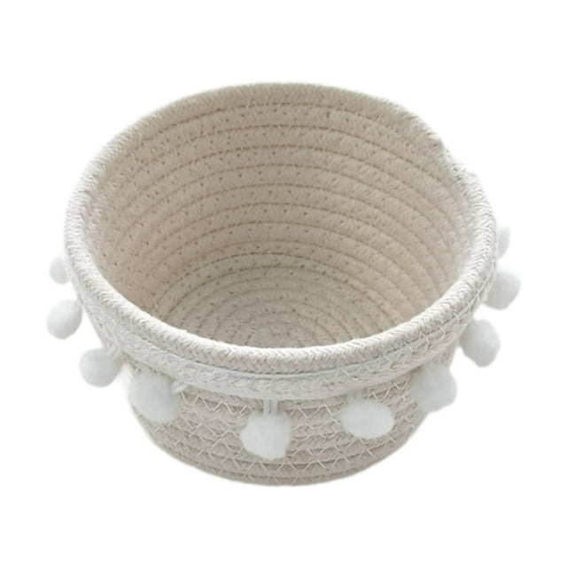 Canasta de almacenamiento tejida a mano Cesta de almacenamiento redonda Regalos de cumpleaños Cesta de picnic de múltiples canastas de bocadillos para 14cmx8cm