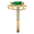 thumbnail image 3 of 2.36 ctw with Simulated Diamond Halo Accents Anniversary Ring for Women | Pear Cut Simulated Emerald | Hyperallergenic Solid 18K Yellow Gold, 3 of 5