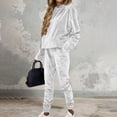 thumbnail image 4 of Women's Solid Velvet 2 Piece Tracksuit Hooded Long Sleeve Top and Jogger Pants Casual Outfit Set for Daily Wear, Party and Gathering S-3XL White, 4 of 8