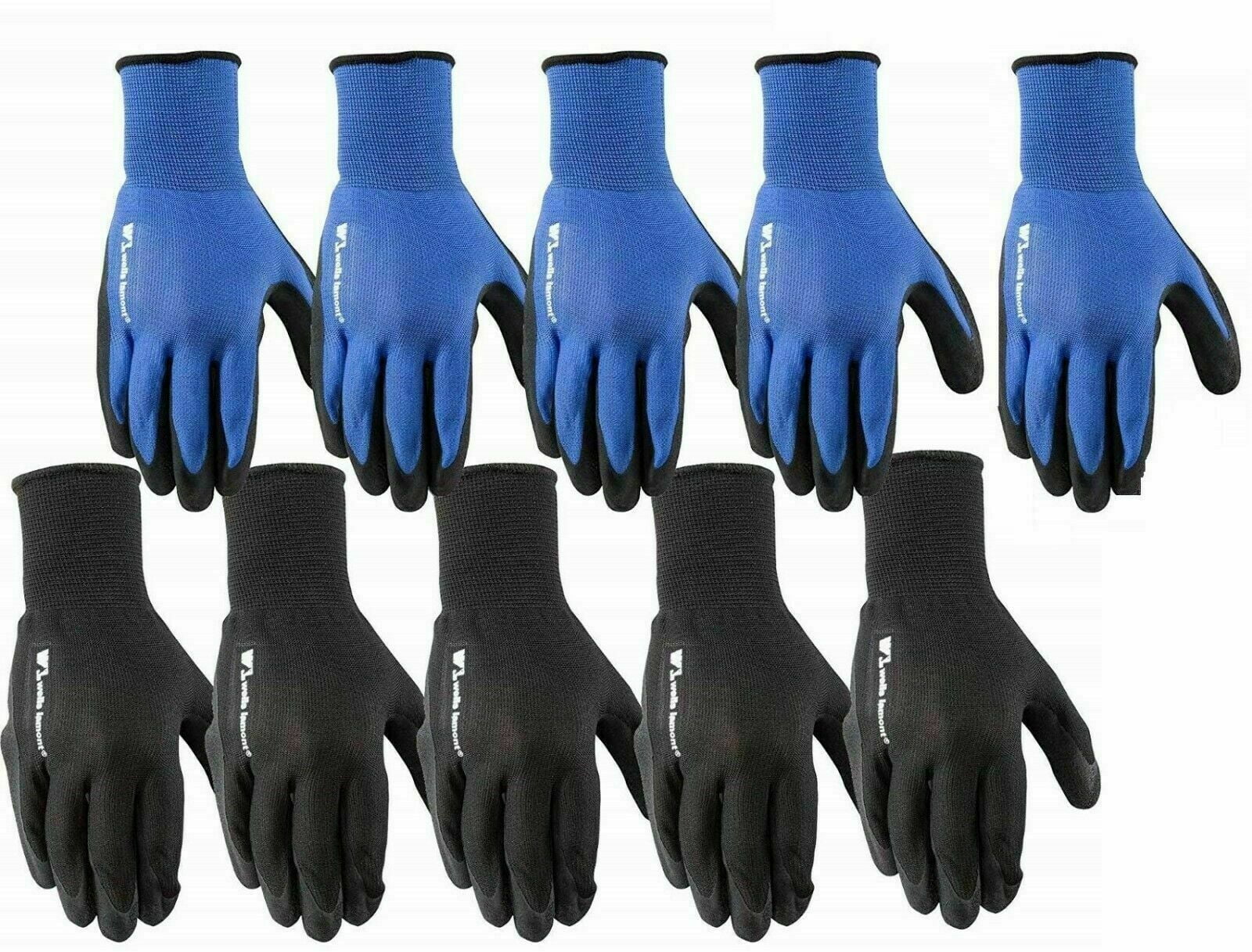10 pair BBH Work Gloves Adult-Latex Foam Coated- LIKE WELLS LAMONT WORK GLOVES 