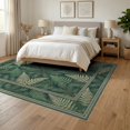 thumbnail image 3 of ODIKA 6'x9' Washable Area Rug Forest Woodland Fern Border Hardwood Long Farmhouse Watercolor Refined for Dining Room, Under Table, Office Décor, Non-Slip Chair-Friendly, 3 of 7