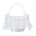 thumbnail image 2 of Western Lace Flower Girl Basket White Bow Wedding Decoration Portable Petal Basket for Bridal Ceremony Christening Photo Props, 2 of 6