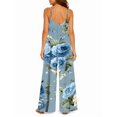 thumbnail image 3 of Women's Flowy Wide Leg Jumpsuit Light Blue Roses Summer Beach Casual Sleeveless Rompers with Pockets, 3 of 7