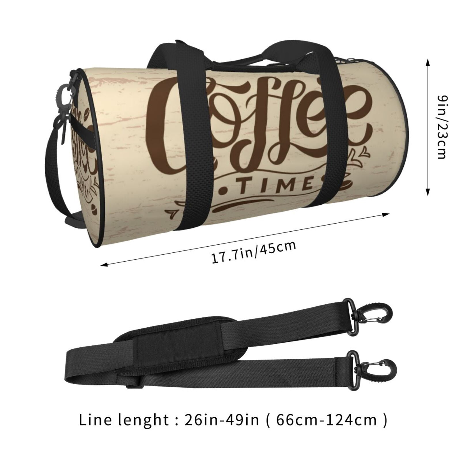 Vsdgher Coffee Time (2) 45L Foldable Duffel Bag, Sports Gym Bag,Overnight Bag, Portable Weekender Bag for Airplanes