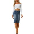 thumbnail image 2 of INSPIRE CHIC Women's Bodycon Midi Skirt High Elastic Waist Split Front Denim Pencil Skirt, 2 of 5
