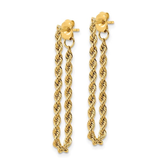 14K Yellow Gold Delicate Polished 2.15 mm Rope Post Earrings