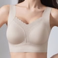 thumbnail image 4 of Zpanxa Wireless Bras for Women Seamless Push-up Wide Straps Lace Trim Everyday Bra Gray 38BC, 4 of 7