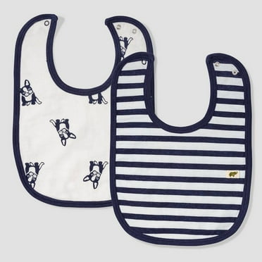 Layette by Monica   Andy Baby Boys' 2pk Striped and Top Dog Bib Set - Navy