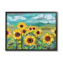 Stupell Industries Collaged Sunflower Field Abstract Layered Ephemera Meadow Graphic Art Black Framed Art Print Wall Art, Design by Traci Anderson