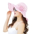 thumbnail image 2 of Dujiujun Sun Hat Floppy Ruffle Wide Large Brim Striped Flower Decor UV Protection Pure Color Folding Women Summer Cap Beach Use, 2 of 8