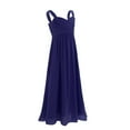 thumbnail image 2 of YONGHS Kids Girls Junior Bridesmaid Chiffon Dress Wedding Pageant Party Maxi Gown 4-16 Navy Blue 10, 2 of 5