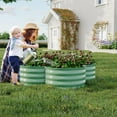 thumbnail image 2 of EuKer 2-Pack Small Raised Garden Bed, Petal-Shaped Metal Planters with Open Base for Herbs, Veggies, Flowers, Green, 2 of 7