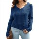 thumbnail image 2 of Suéter Informal de Punto Grueso con Cuello en V y Larga para Mujer con Hombros Descubiertos Azul Oscuro S, 2 of 8