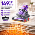 thumbnail image 6 of Prettycare Mattress Vacuum Bed Vacuum Cleaner with UV-C Light, Hyper Helix Motor with 18Kpa Strong Suction & 72000 Beats/Min Tapping, HEPA Filter,149℉ Heat & Ultrasonic & Anion for Bed and Pet, 6 of 11