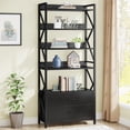 thumbnail image 3 of Tribesigns Bookshelf with Drawers, 70.8" Modern Bookcase with 2 Drawers, 5 Shelf Open Shelf for Living Room, Bedroom, Home, Office (Black, 1pc), 3 of 5