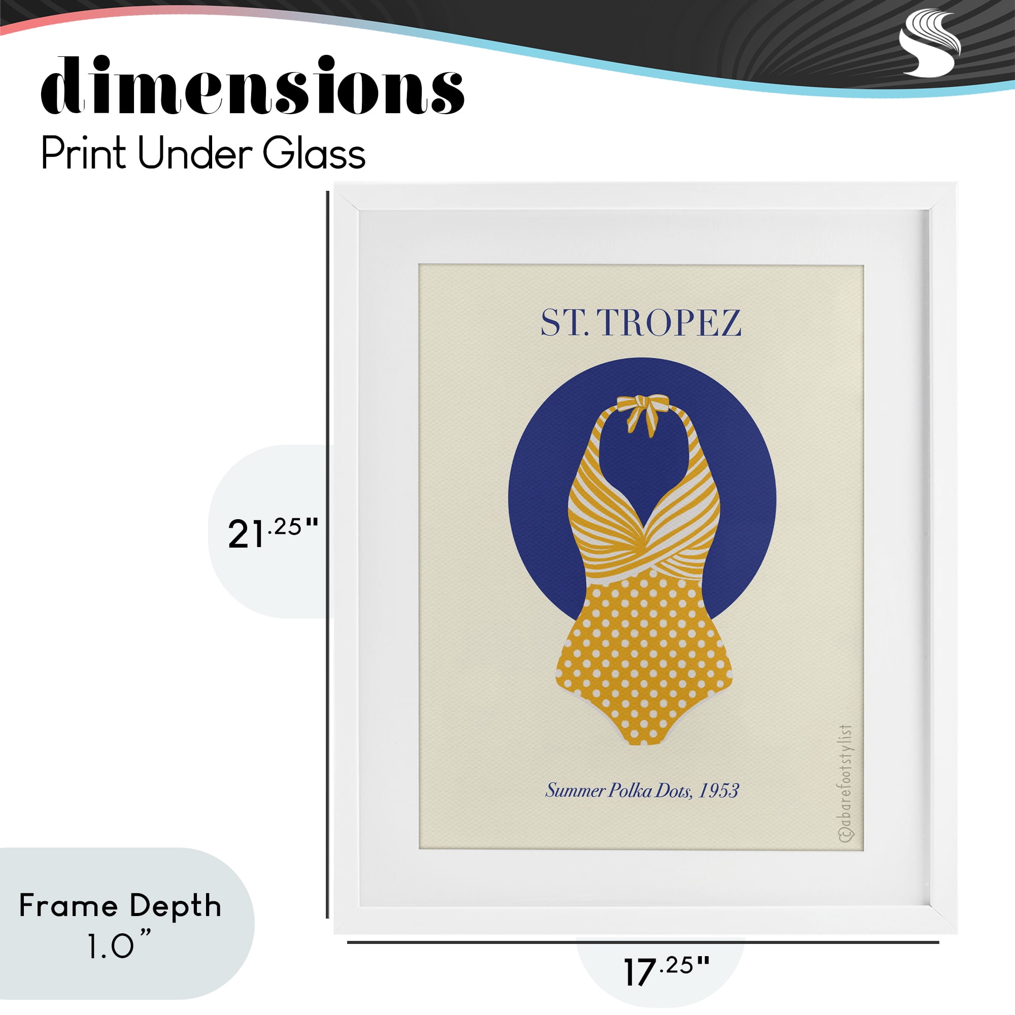 Stupell Industries St. Tropez Dotted Swimsuit White Framed Print Under Glass, design by A Barefoot Stylist