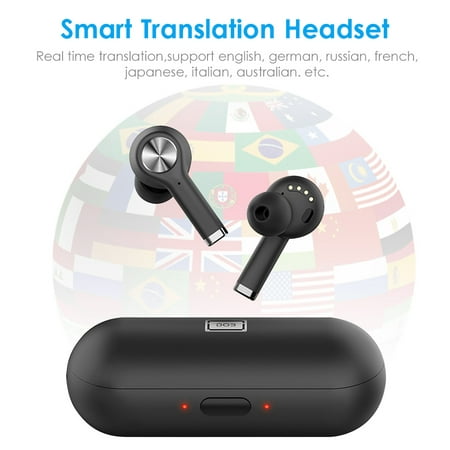 Smart Voice Translator Earbuds with Charging Box Real Time 19 Languages Translation Bluetooth 5.0 Wireless Earphone Dual Mic Translator for Travel Business (Best Real Time Voice Translation App)