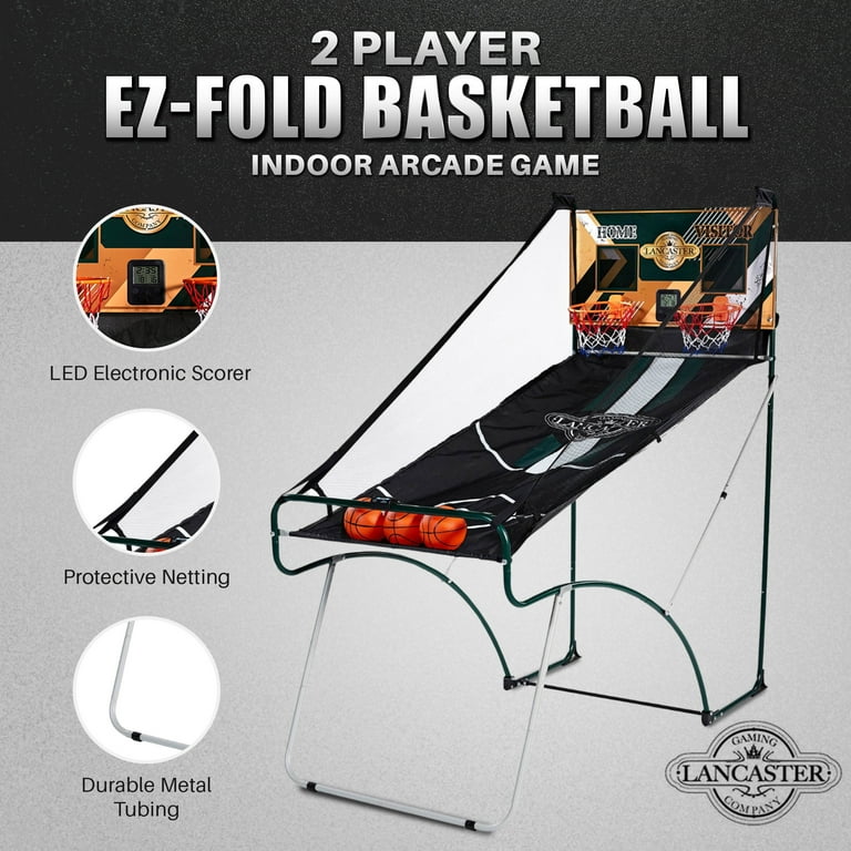 Lancaster EZ-Fold 2 Player Indoor Arcade Basketball Game for