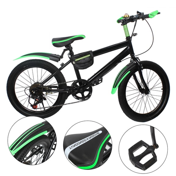 20" Mountain Bike 7 Speed Front and Rear Dual Disc Brake City Bike Height Adjustable Bicycle