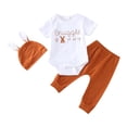 thumbnail image 3 of Baby Boy Girl Easter Day Clothes Set Rabbit Prints Short Sleeve Romper Bodysuit Bunny Pants Headband/Hat 3PCS Set Easter Outfit for Boys Girls 3-6 Months, 3 of 8