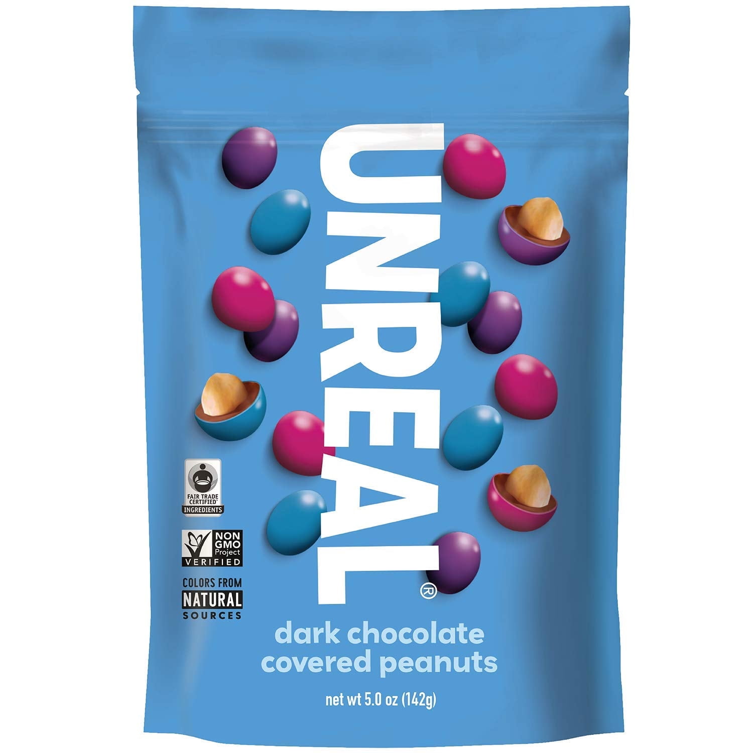 UNREAL Dark Chocolate Peanut Gems | Non-GMO, Vegan Certified, Colors from Nature | 3 Bags