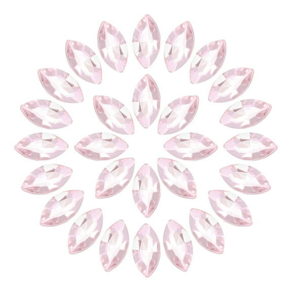 Uxcell 50Pcs Horse Eye Shape Rhinestones Glass Point Back Beads for Jewelry Making, Light Pink 4x8mm