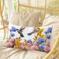 thumbnail image 4 of Hummingbirds Pillow Covers, Linen Long Throw Pillow Case, Spring Summer Watercolor Flowers Plant Holiday Pillow Protector Decorative Cushion Cover for Living Room/Bedroom 20" x 30", 4 of 8