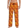 thumbnail image 2 of Lsque Autumn Maple Leaf Pile Print Men's Pajama Pants, Lounge Pant - Comfortable Home Wear,Elastic Waistband, Stylish Design-Large, 2 of 9