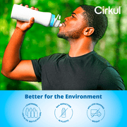 Cirkul 22 oz White Stainless Steel Bottle Starter Kit with Blue Lid and 2 Flavor Cartridges (Fruit Punch & Mixed Berry)