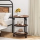 thumbnail image 3 of 3-Tier Redondo End Mesa Living Sala Accent Mesa con Estante de Almacenamiento Metálico y Industrial Madera cm de Profundidadesign Ideal as Cabecera Mesa o Night Soporte para Pequeño cm de..., 3 of 7