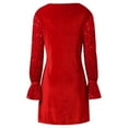 thumbnail image 5 of DHFJKG Dresses For Women Sparkly Sequins Solid Color Round Neck Long Sleeve Velvet Mini Dress Elegant Casual Party Wear Comfortable Stretchy Soft Stylish Dresses, 5 of 7