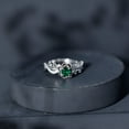 thumbnail image 5 of Rosec Jewels Lab Grown Emerald Flower Engagement Ring - Emerald Moissanite Ring for Women - AAAA Quality - with Jewelry Box, 14K White Gold, US 11.50, 5 of 9