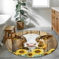 thumbnail image 4 of Round Rugs 4 Ft, Farmhouse Cow Non Slip Area Rugs for Kitchen Bedroom Entryway, Vintage Country Sunflower Brown Wood Washable Carpet Runner Rug Floor Mats for Bedroom Home Decor, 4 of 9