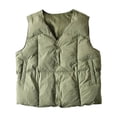 thumbnail image 4 of Letdown Men's Puffer Vest Outerwear Sleeveless Solid Button Jacket Winter Warm Lightweight Pockets Wind_proof (Green, M), 4 of 5