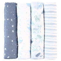 aden + anais essentials, 100% Muslin Cotton Swaddle Blanket, Male, 4 Pack, Time To Dream