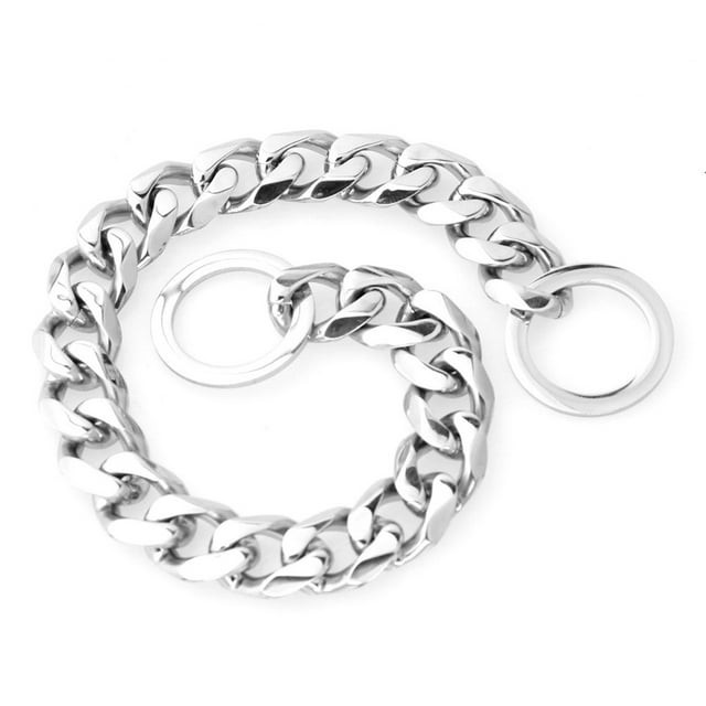 Gold Dog Collar Chain with Steel Buckle Width, Stainless Steel Cuban Link Slip Chain Training
